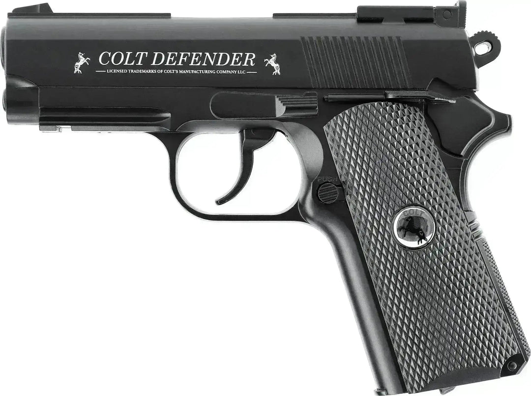Colt Defender 4.5 mm Co2 Luftpistol Sort – Fullmetall og 16 skudds magasin - Game-On.no