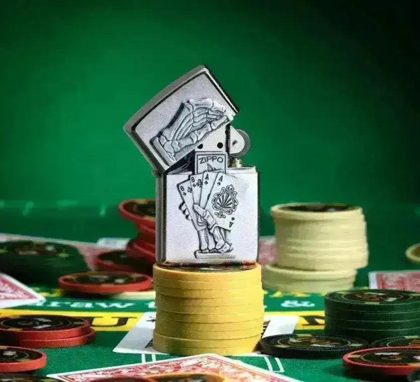 Zippo Lighter - 3D Dead Mans Hand Design - Game-On.no