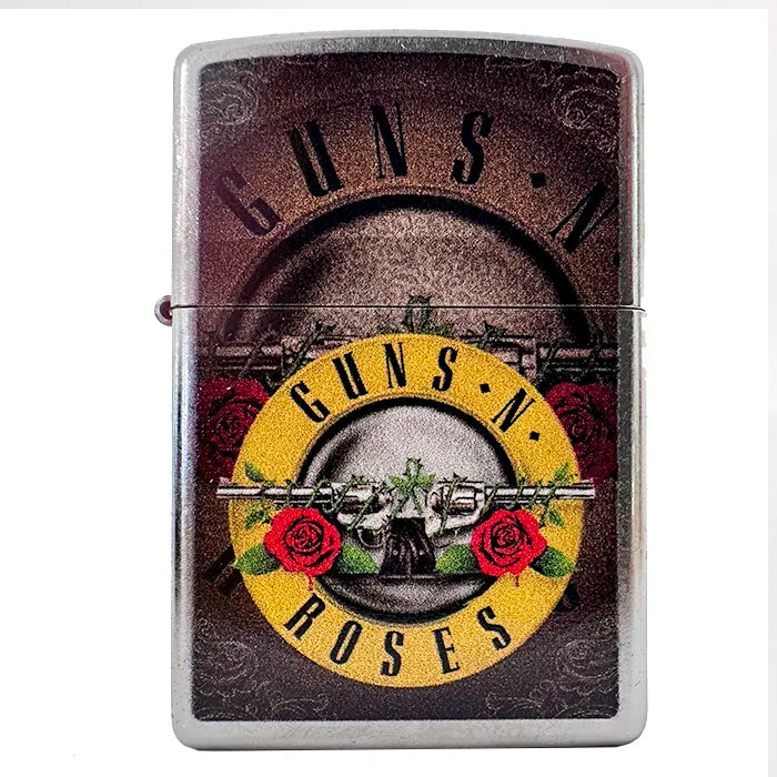 Zippo – Guns N’ Roses Revolvere med Roser Logo – Street Chrome lighter
