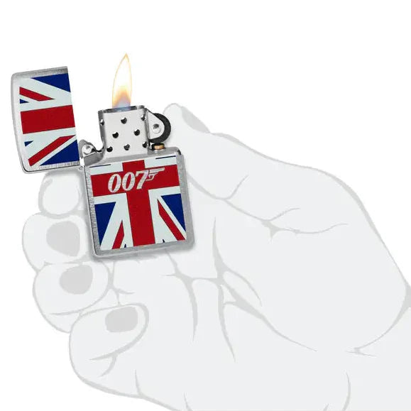 Zippo - James Bond Union Jack Motiv - Brushed Chrome Lighter