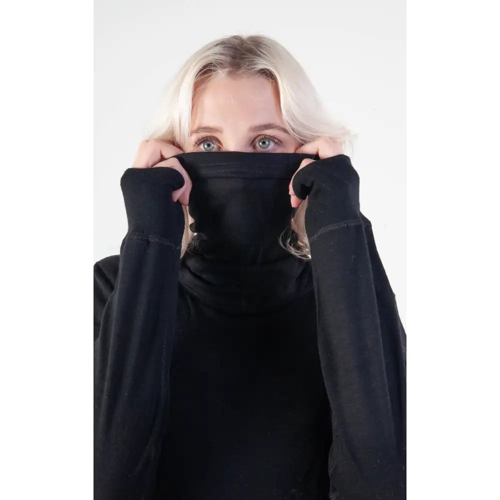 Vandre - Ribbestrikket Hals i 100% Merinoull - Svart