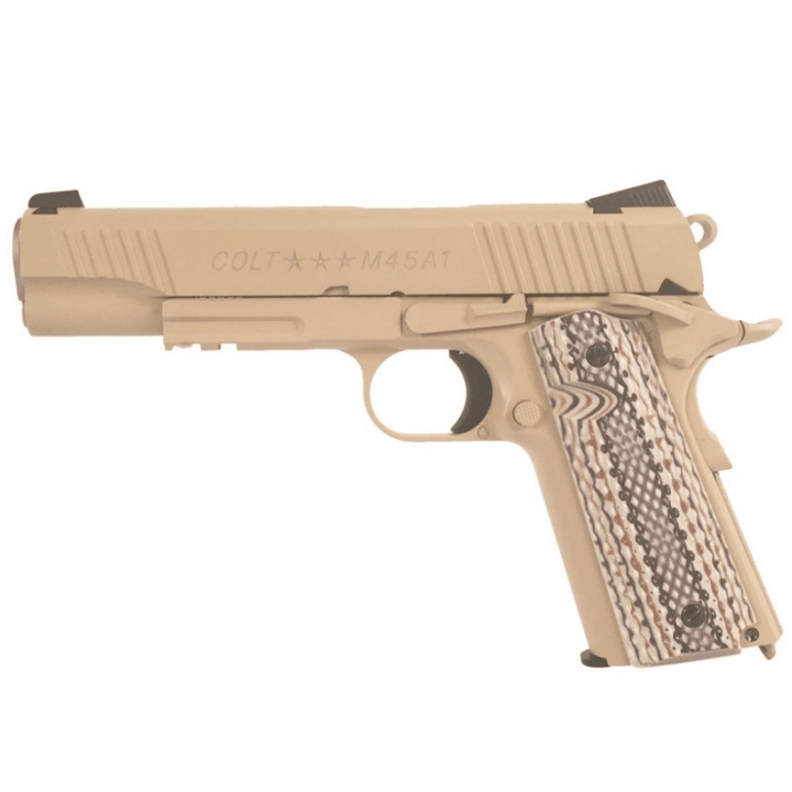 Colt M1911 M45A1 TAN - Co2 drevet Softgun med Blowback - gameon.eu