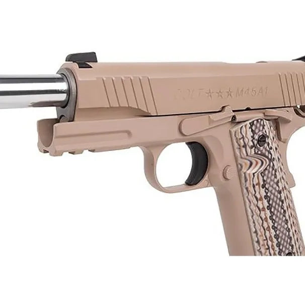 Colt M1911 M45A1 TAN - Co2 drevet Softgun med Blowback - Game-On.no