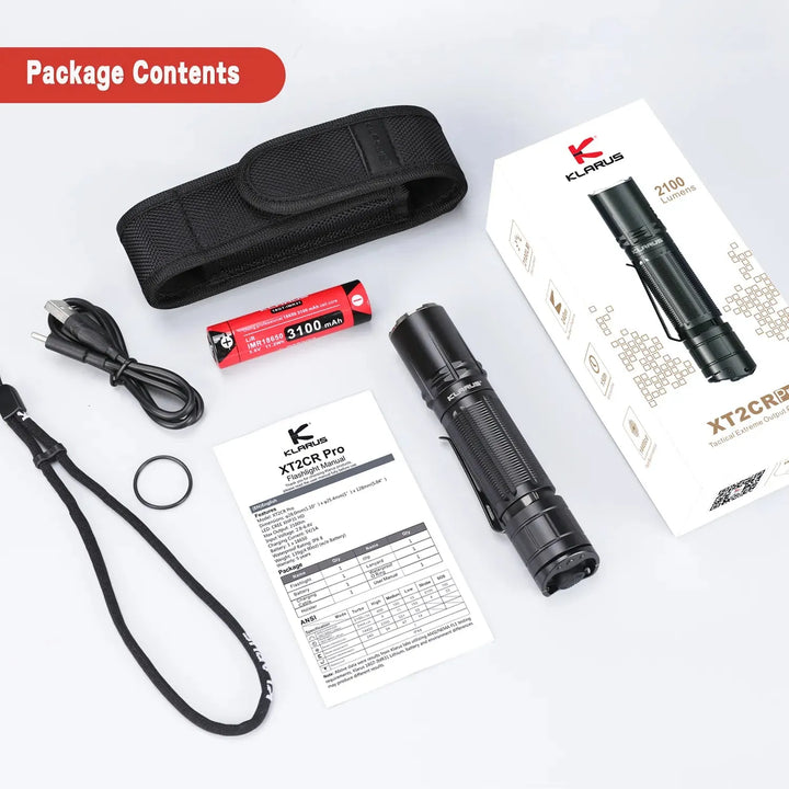 Klarus - XT2CR PRO - Kompakt og Kraftig Lommelykt - 2100 Lumen - Game-On.no