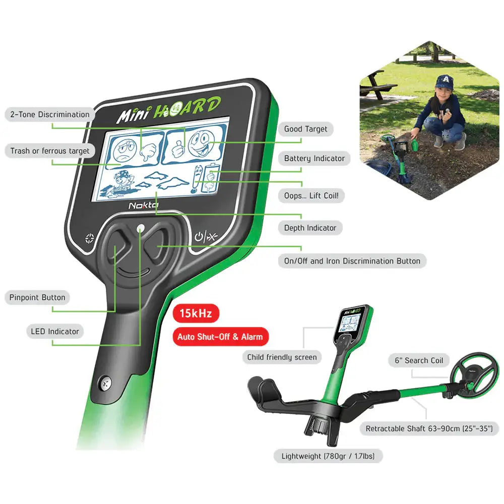 Nokta Mini Hoard metalldetektor for barn - 4-8 år - Game-On.no
