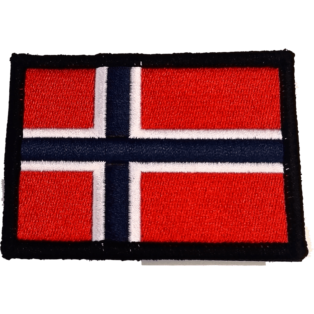 Patch - Brodert Norsk flagg med sort kant - Game-On.no