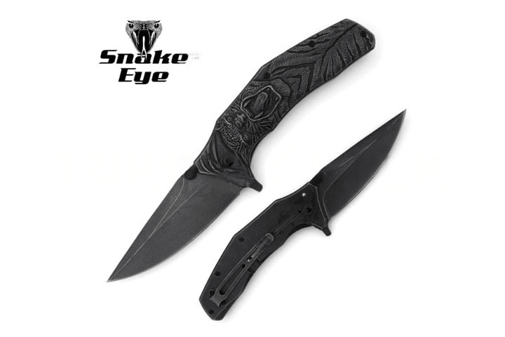 SE - Foldekniv med Svart Tigerdesign - Stonewashed - gameon.eu