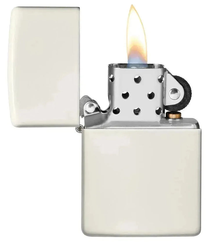 Zippo - Klassisk Hvit Selvlysende Lighter - Game-On.no