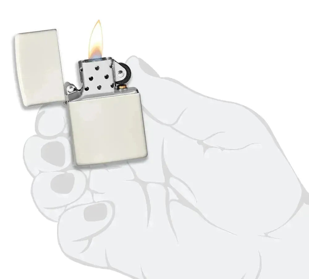 Zippo - Klassisk Hvit Selvlysende Lighter - Game-On.no