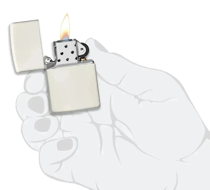 Zippo - Klassisk Hvit Selvlysende Lighter - Game-On.no