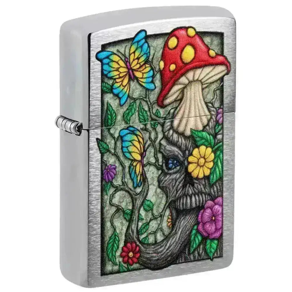 Zippo Lighter - Freaky Nature Design - Brushed Chrome - Game-On.no