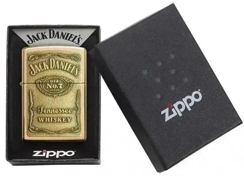 Zippo Lighter - Jack Daniels Logo - Messingfarget Lighter - Game-On.no