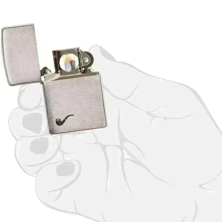 Zippo Lighter - Pipe Brushed Chrome - Game-On.no