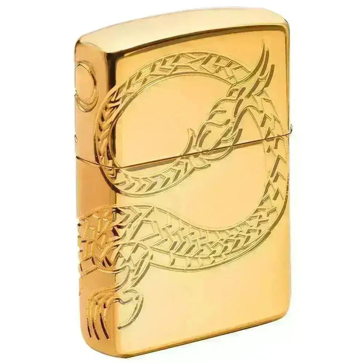 Zippo Lighter - Red Eyed Dragon - 360 Degree Gold-Plate Limited - Lighte - Game-On.no